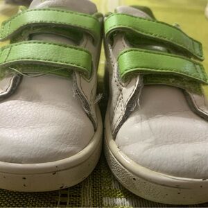 White and Green Sneakers with Velcro Straps